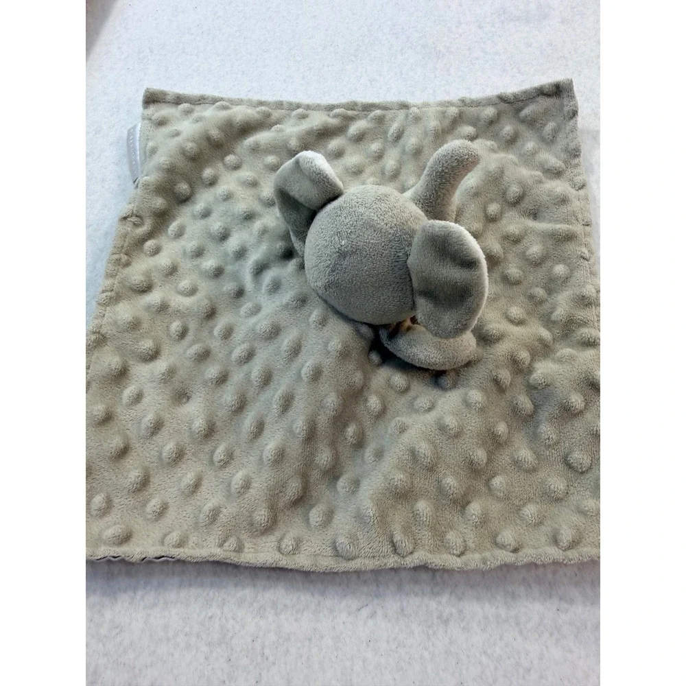 Elegant Baby Grey Elephant Minky Dot Security Blanket Plush Lovey 12x12